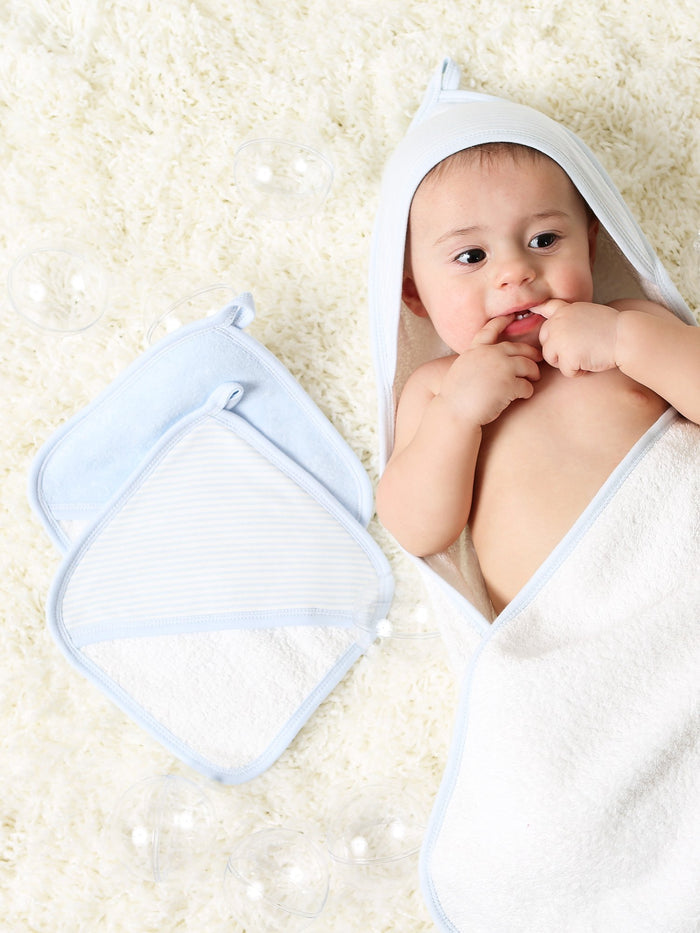 Wash Mitt Set - Blue Stripe