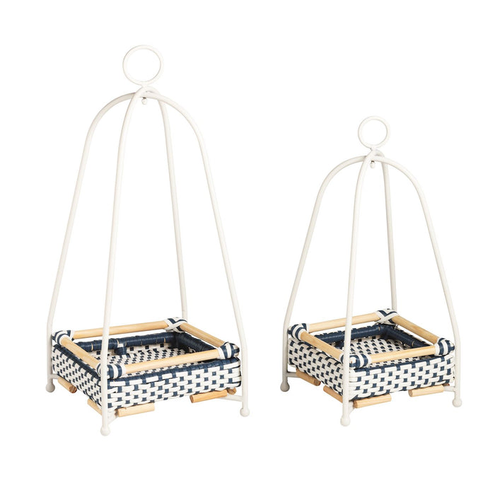 Woven Blue & White Lantern - 2 Sizes