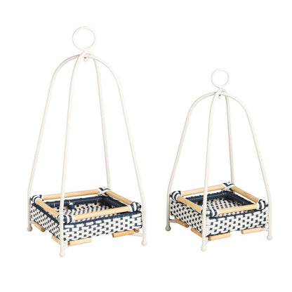 Woven Blue & White Lantern - 2 Sizes