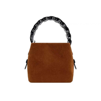 Woven Handle Faux Deerskin Bag