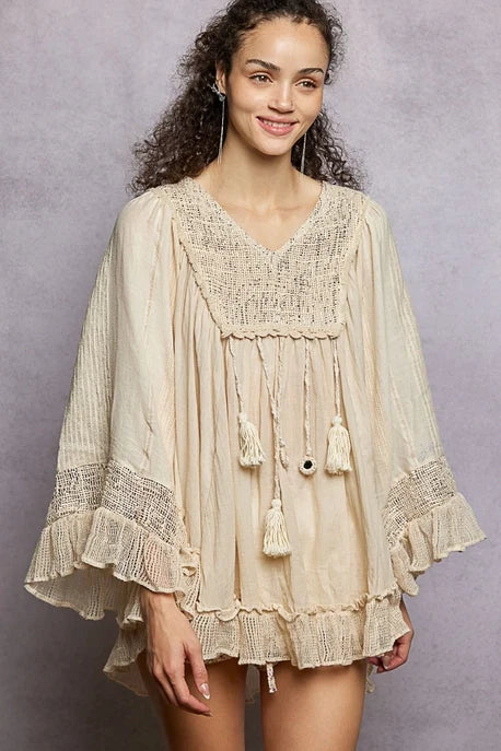 Woven Sparkle Poncho Top