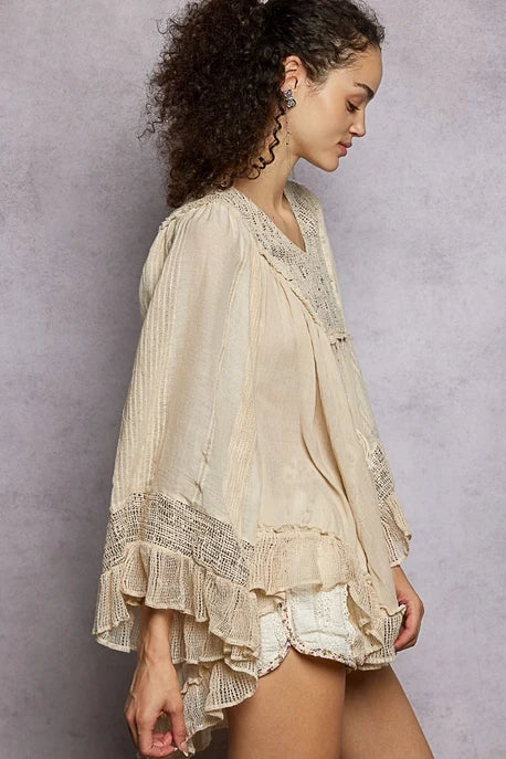Woven Sparkle Poncho Top